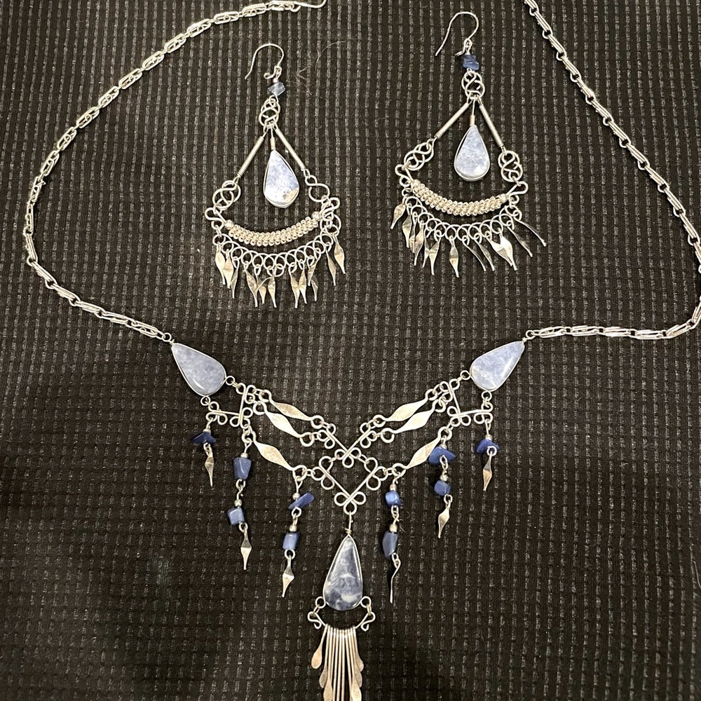 Hand-made necklace with real stones.